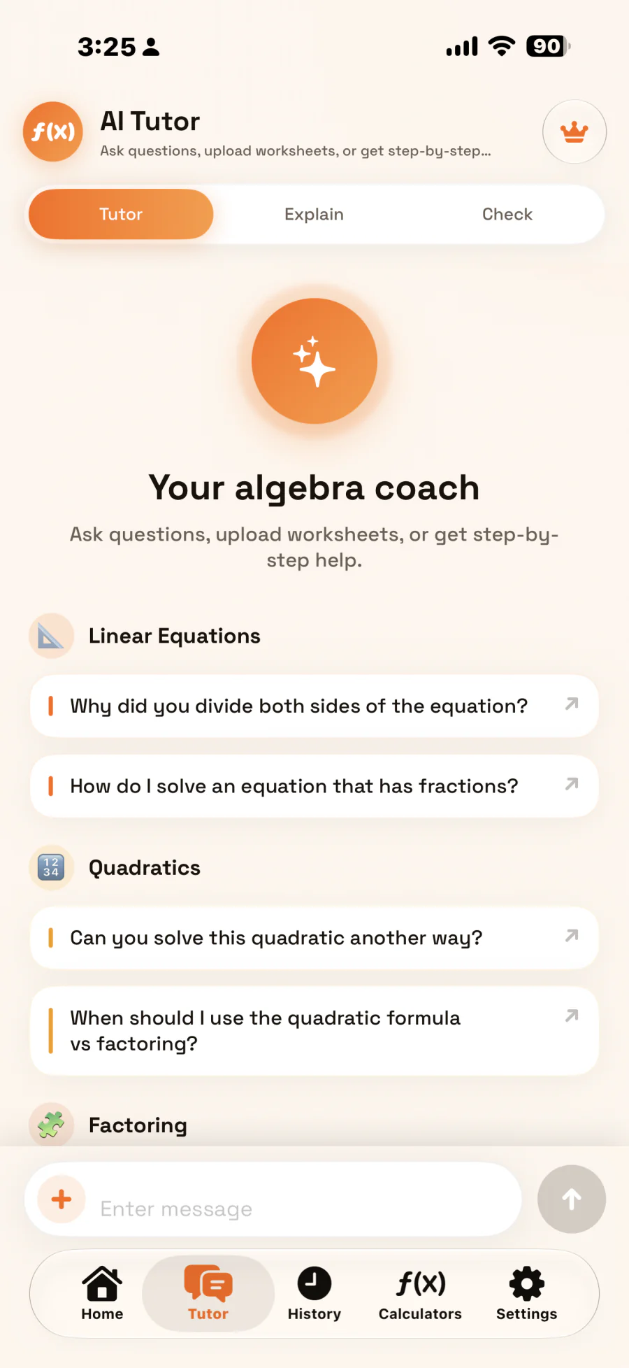 AI Tutor screen